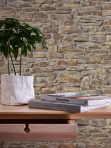 Galerie BB51127 The Bricks And More Stone Symphony Motif Beige Wallpaper BB51127 Beige Wallpaper