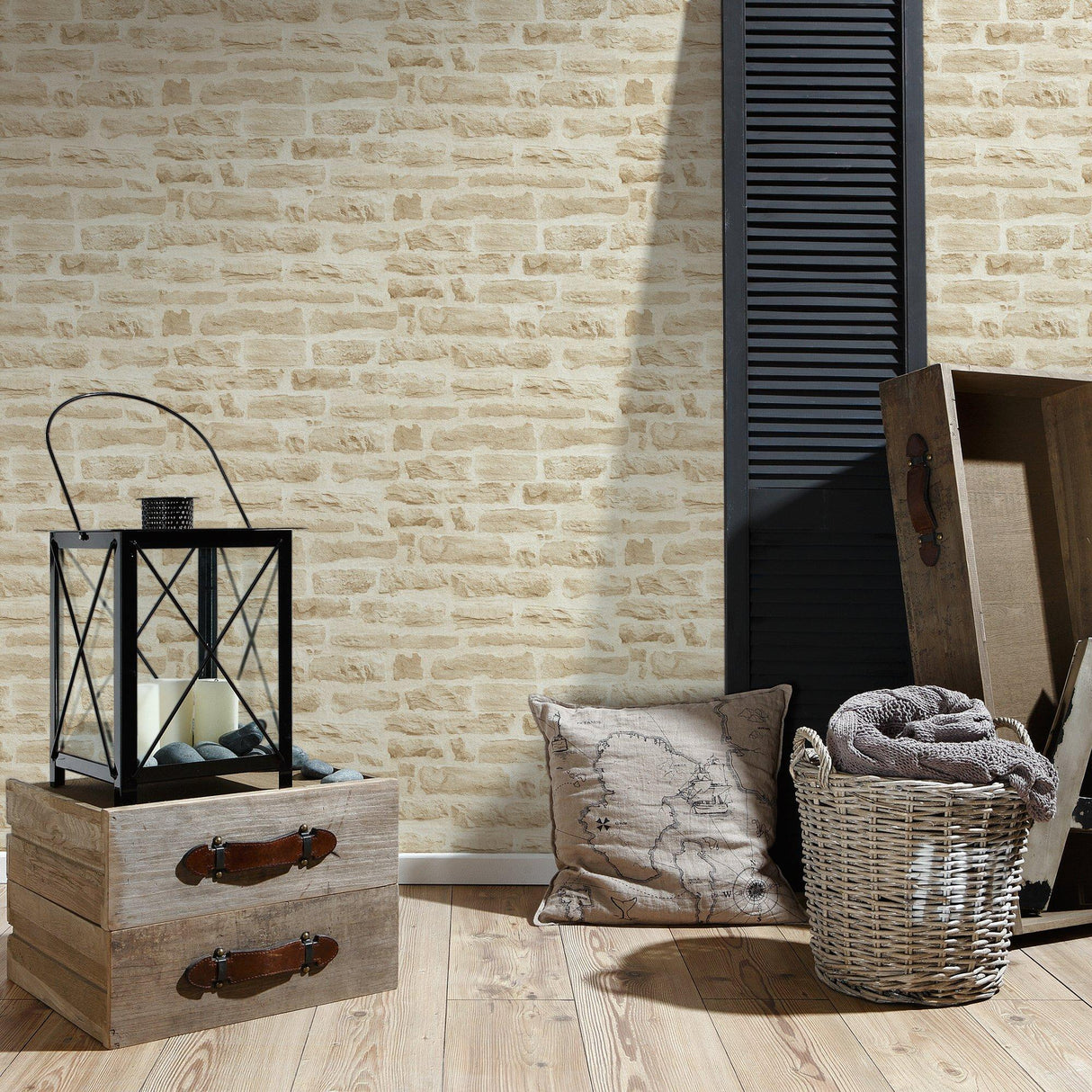 Galerie BB51128 The Bricks And More Rocky Retreat Motif Beige Wallpaper BB51128 Beige Wallpaper