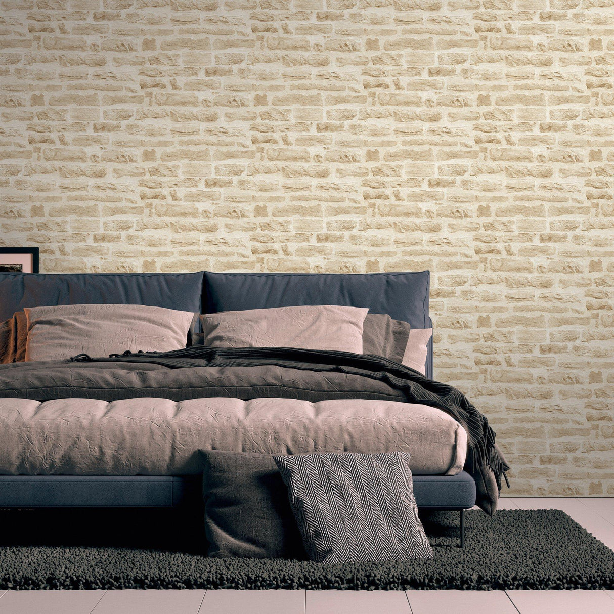 Galerie BB51128 The Bricks And More Rocky Retreat Motif Beige Wallpaper BB51128 Beige Wallpaper