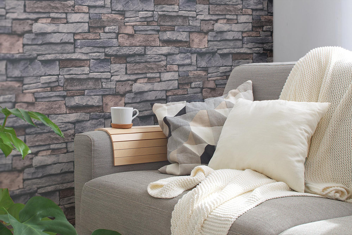 Galerie BB51132 The Bricks And More Sandstone Splendour Motif Silver Grey Wallpaper BB51132 Silver Grey Wallpaper