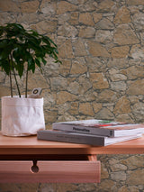 Galerie BB51138 The Bricks And More Claystone Cottage Motif Bronze Brown Wallpaper BB51138 Bronze Brown Wallpaper