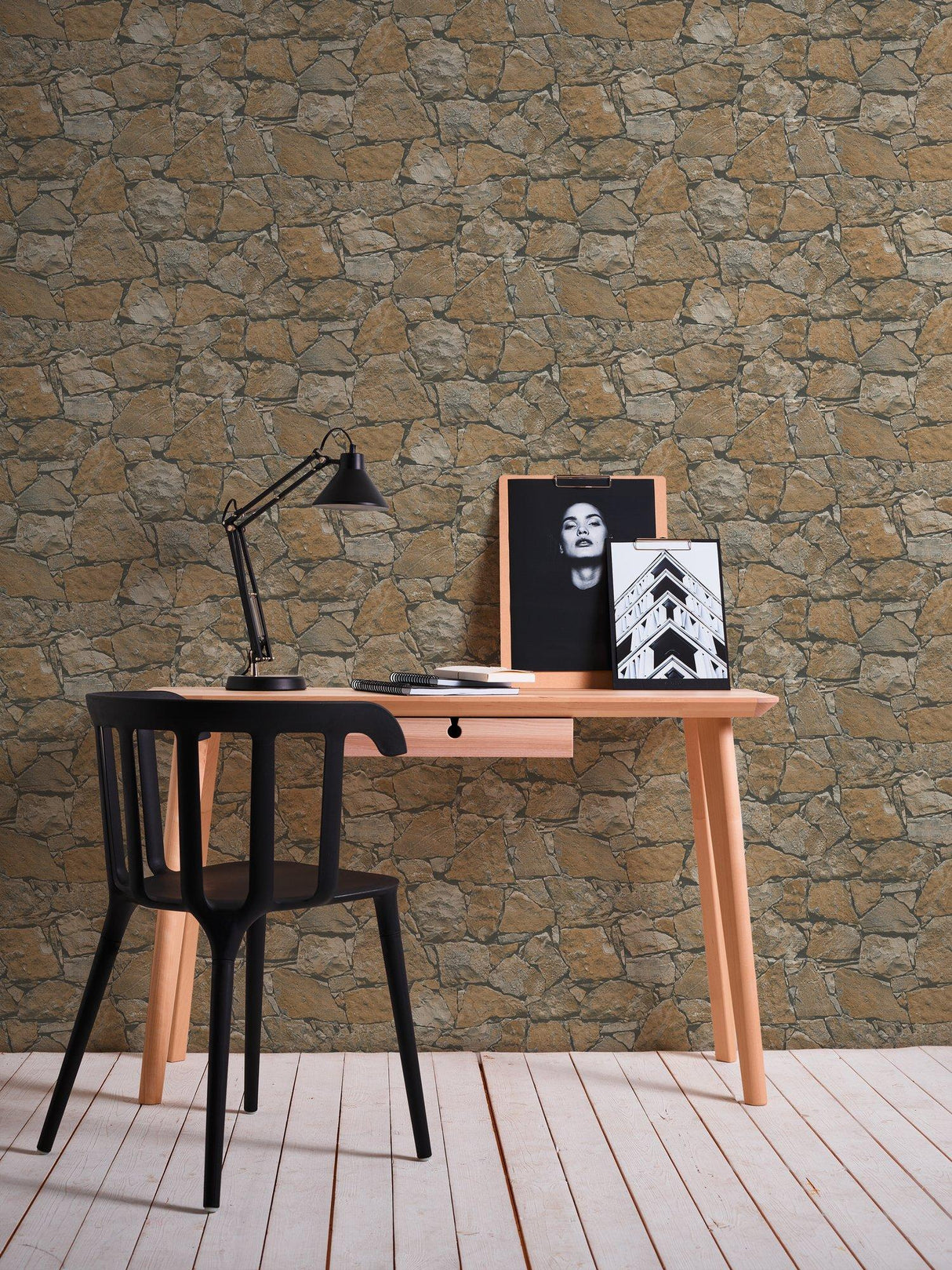 Galerie BB51138 The Bricks And More Claystone Cottage Motif Bronze Brown Wallpaper BB51138 Bronze Brown Wallpaper