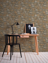 Galerie BB51138 The Bricks And More Claystone Cottage Motif Bronze Brown Wallpaper BB51138 Bronze Brown Wallpaper