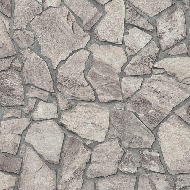 Galerie BB51140 The Bricks And More Petrified Paradise Motif Silver Grey Wallpaper BB51140 Silver Grey Wallpaper