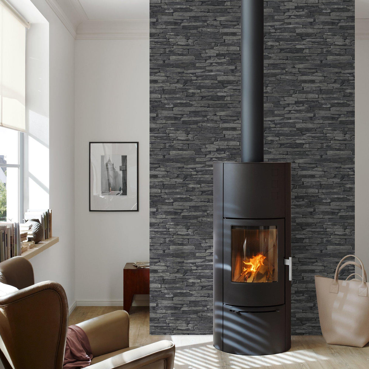 Galerie BB51146 The Bricks And More Rocky Retreat Motif Silver Grey Wallpaper BB51146 Silver Grey Wallpaper