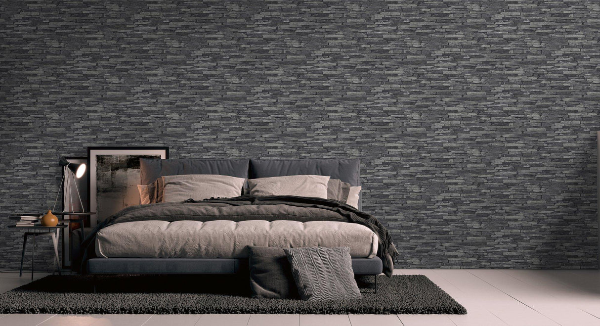 Galerie BB51146 The Bricks And More Rocky Retreat Motif Silver Grey Wallpaper BB51146 Silver Grey Wallpaper