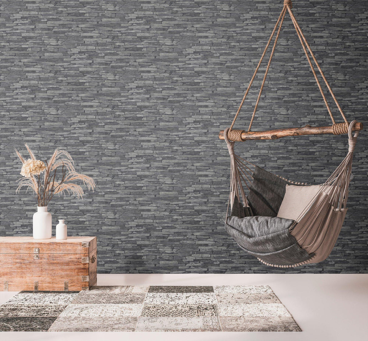 Galerie BB51146 The Bricks And More Rocky Retreat Motif Silver Grey Wallpaper BB51146 Silver Grey Wallpaper