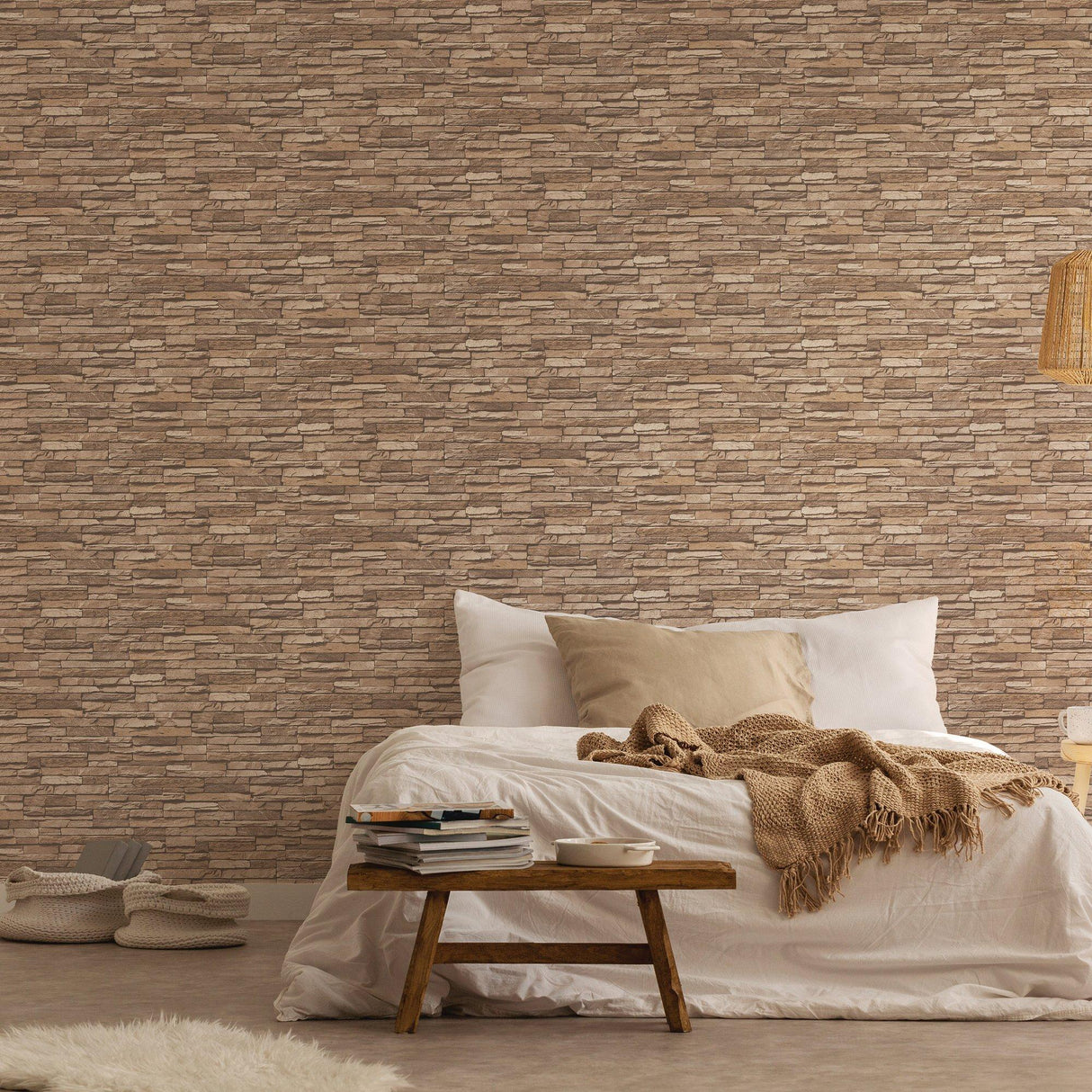 Galerie BB51147 The Bricks And More Graceful Granite Motif Beige Wallpaper BB51147 Beige Wallpaper