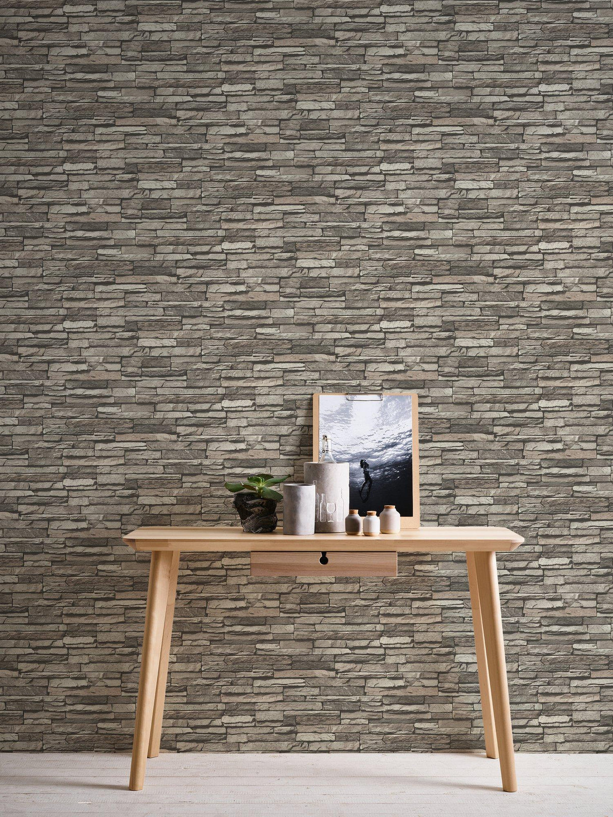 Galerie BB51148 The Bricks And More Graceful Granite Motif Silver Grey Wallpaper BB51148 Silver Grey Wallpaper