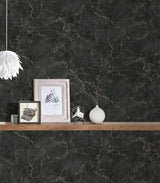 Galerie BB51155 The Bricks And More Luxurious Marble Motif Black Wallpaper BB51155 Black Wallpaper