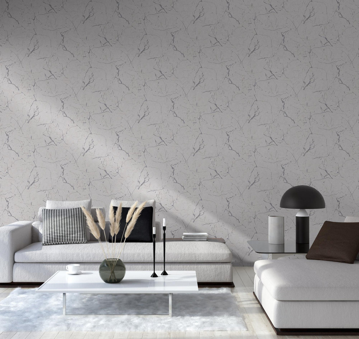 Galerie BB51156 The Bricks And More Luxurious Marble Motif Silver Grey Wallpaper BB51156 Silver Grey Wallpaper