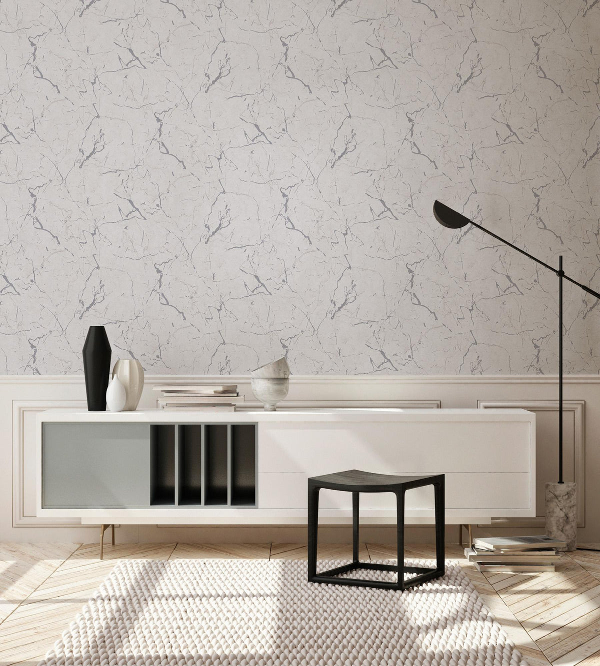 Galerie BB51156 The Bricks And More Luxurious Marble Motif Silver Grey Wallpaper BB51156 Silver Grey Wallpaper