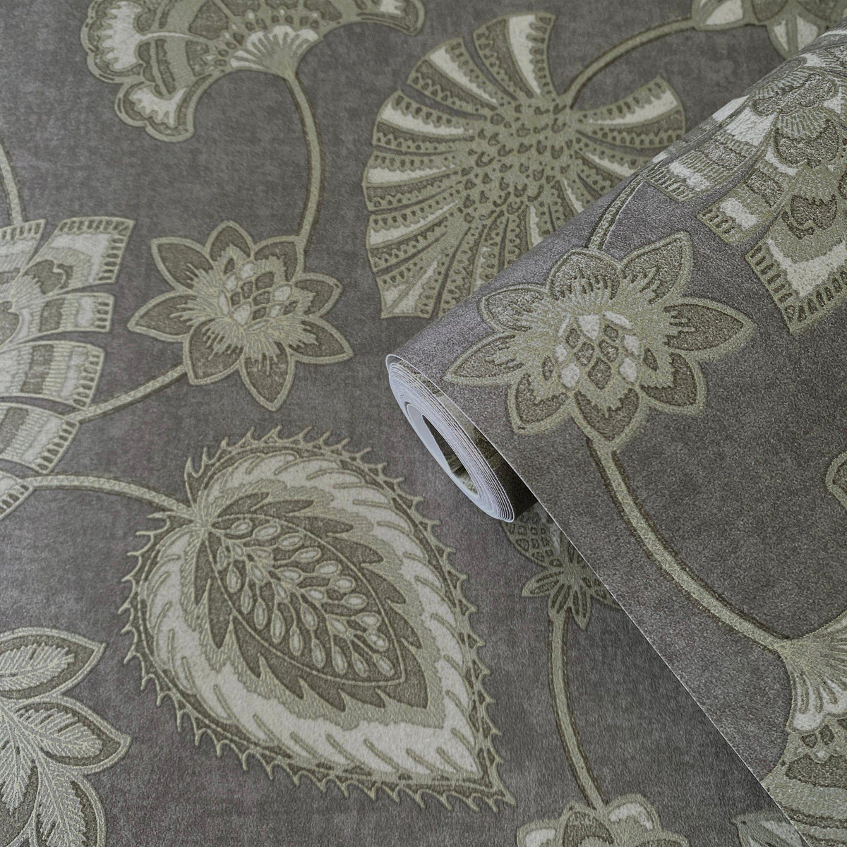 Galerie DWP0351-02 Elegance Flower Fan Silver Grey Wallpaper DWP0351-02 Silver Grey Wallpaper