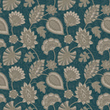 Galerie DWP0351-05 Elegance Flower Fan Blue Wallpaper DWP0351-05 Blue Wallpaper