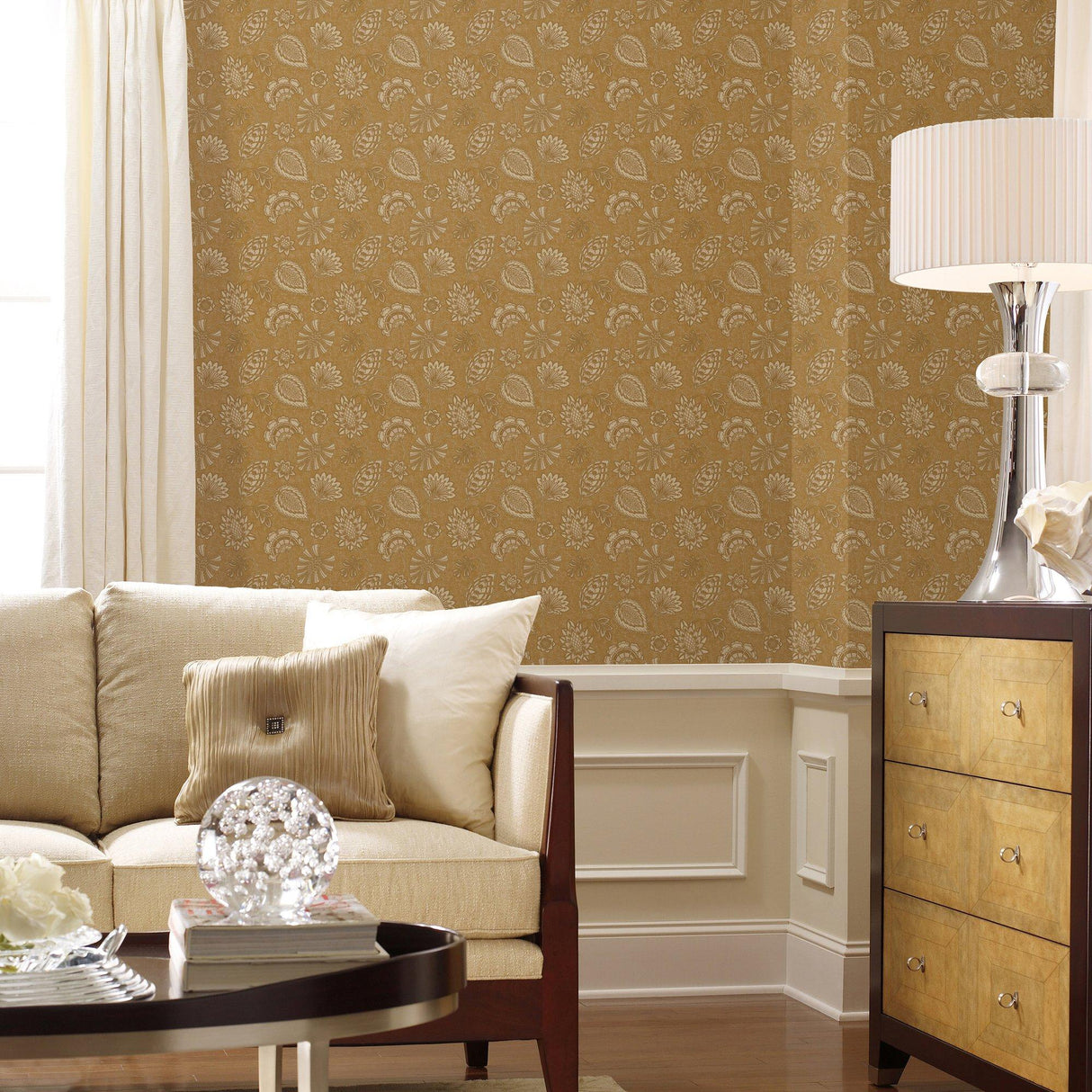 Galerie DWP0351-07 Elegance Flower Fan Bronze Brown Wallpaper DWP0351-07 Bronze Brown Wallpaper