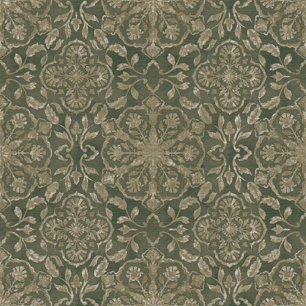 Galerie DWP0353-01 Floral Stripe Green Wallpaper