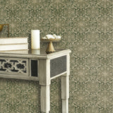 Galerie DWP0353-01 Elegance Floral Stripe Green Wallpaper DWP0353-01 Green Wallpaper
