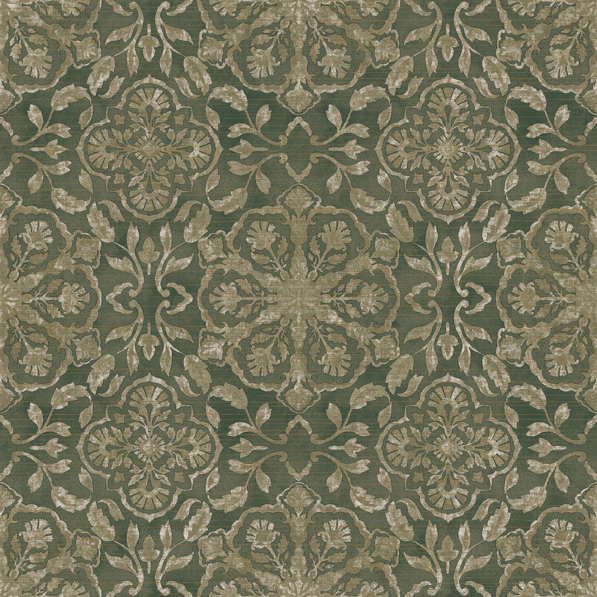 Galerie DWP0353-01 Elegance Floral Stripe Green Wallpaper DWP0353-01 Green Wallpaper