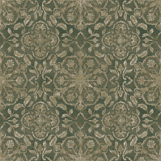 Galerie DWP0353-01 Elegance Floral Stripe Green Wallpaper DWP0353-01 Green Wallpaper