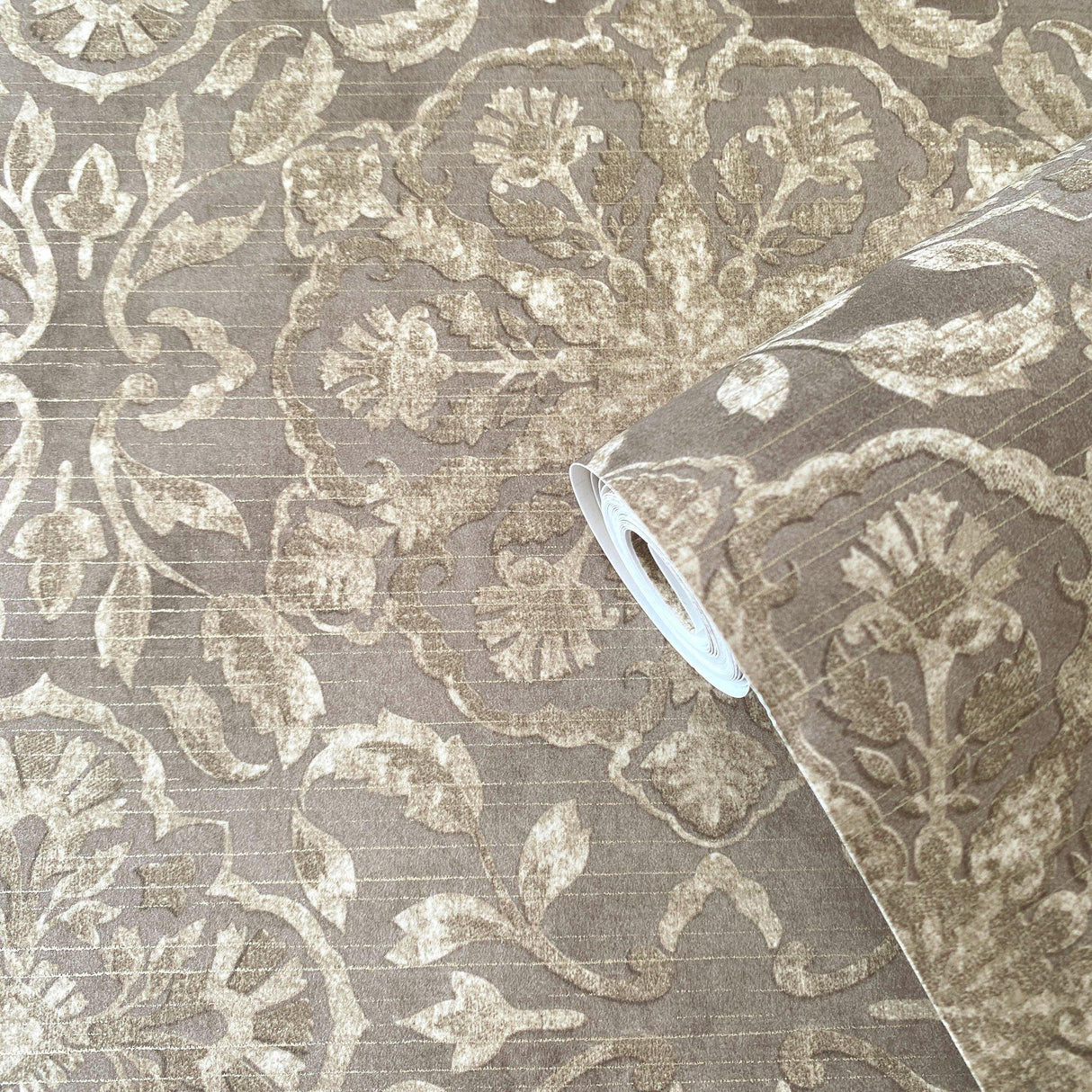 Galerie DWP0353-02 Elegance Floral Stripe Bronze Brown Wallpaper DWP0353-02 Bronze Brown Wallpaper