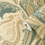 Galerie DWP0355-01 Elegance Paisley Green Wallpaper DWP0355-01 Green Wallpaper