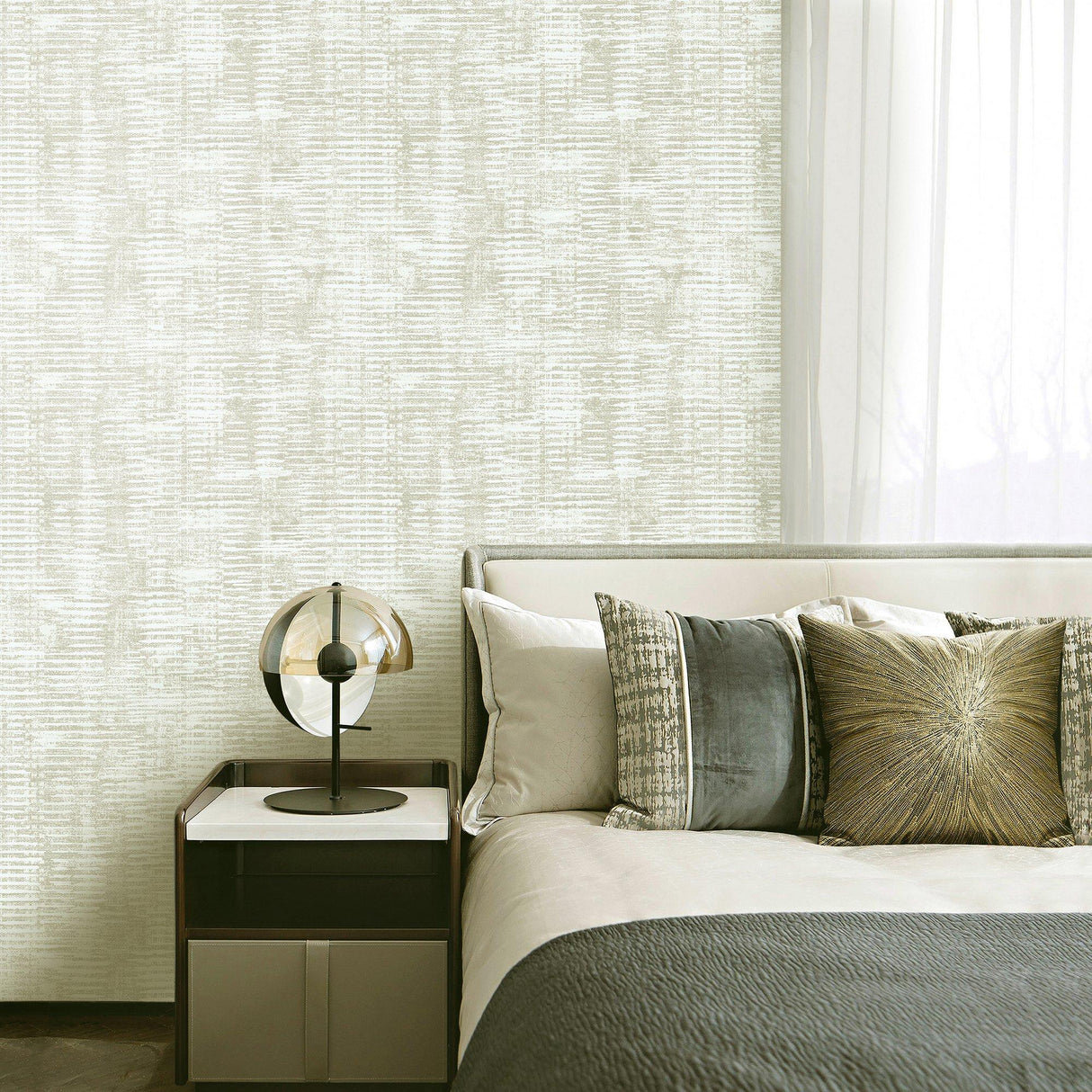 Galerie DWP0357-04 Elegance Stripy Shimmer Silver Grey Wallpaper DWP0357-04 Silver Grey Wallpaper
