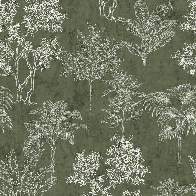 Galerie DWP0361-01 Zen Floating Foliage Green Wallpaper DWP0361-01 Green Wallpaper