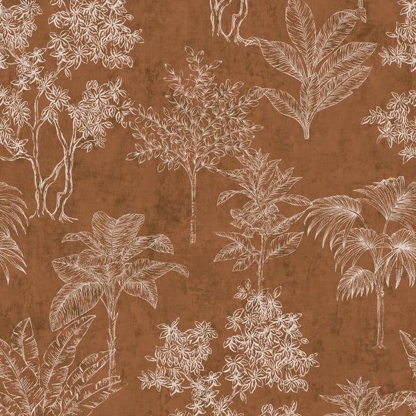 Galerie DWP0361-07 Floating Foliage Orange Wallpaper