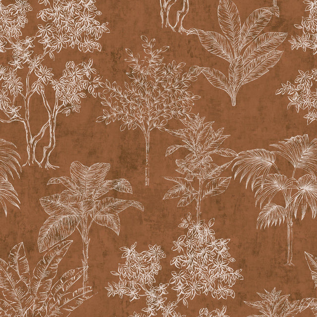 Galerie DWP0361-07 Zen Floating Foliage Orange Wallpaper DWP0361-07 Orange Wallpaper