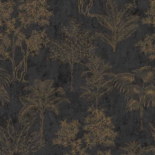 Galerie DWP0361-08 Floating Foliage Black Wallpaper