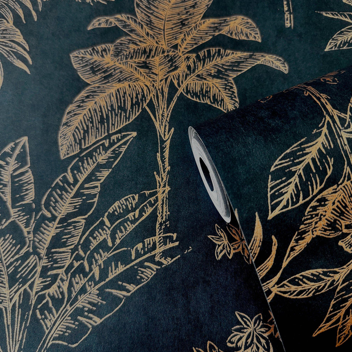 Galerie DWP0361-08 Zen Floating Foliage Black Wallpaper DWP0361-08 Black Wallpaper