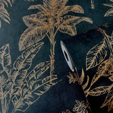 Galerie DWP0361-08 Zen Floating Foliage Black Wallpaper DWP0361-08 Black Wallpaper