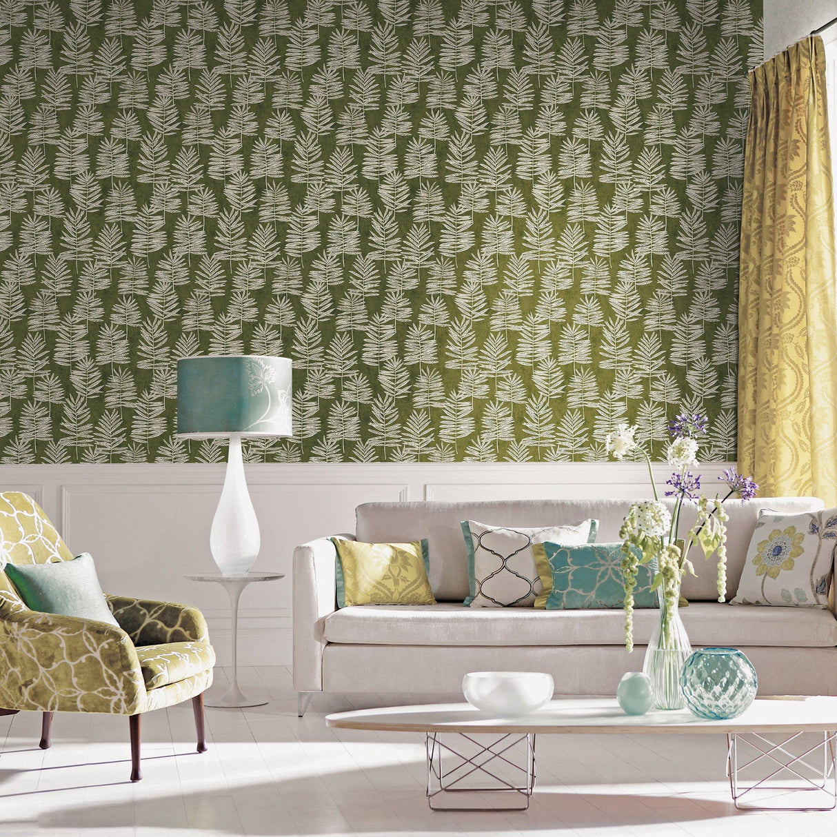 Galerie DWP0365-01 Zen Tumbling Leaf Green Wallpaper DWP0365-01 Green Wallpaper