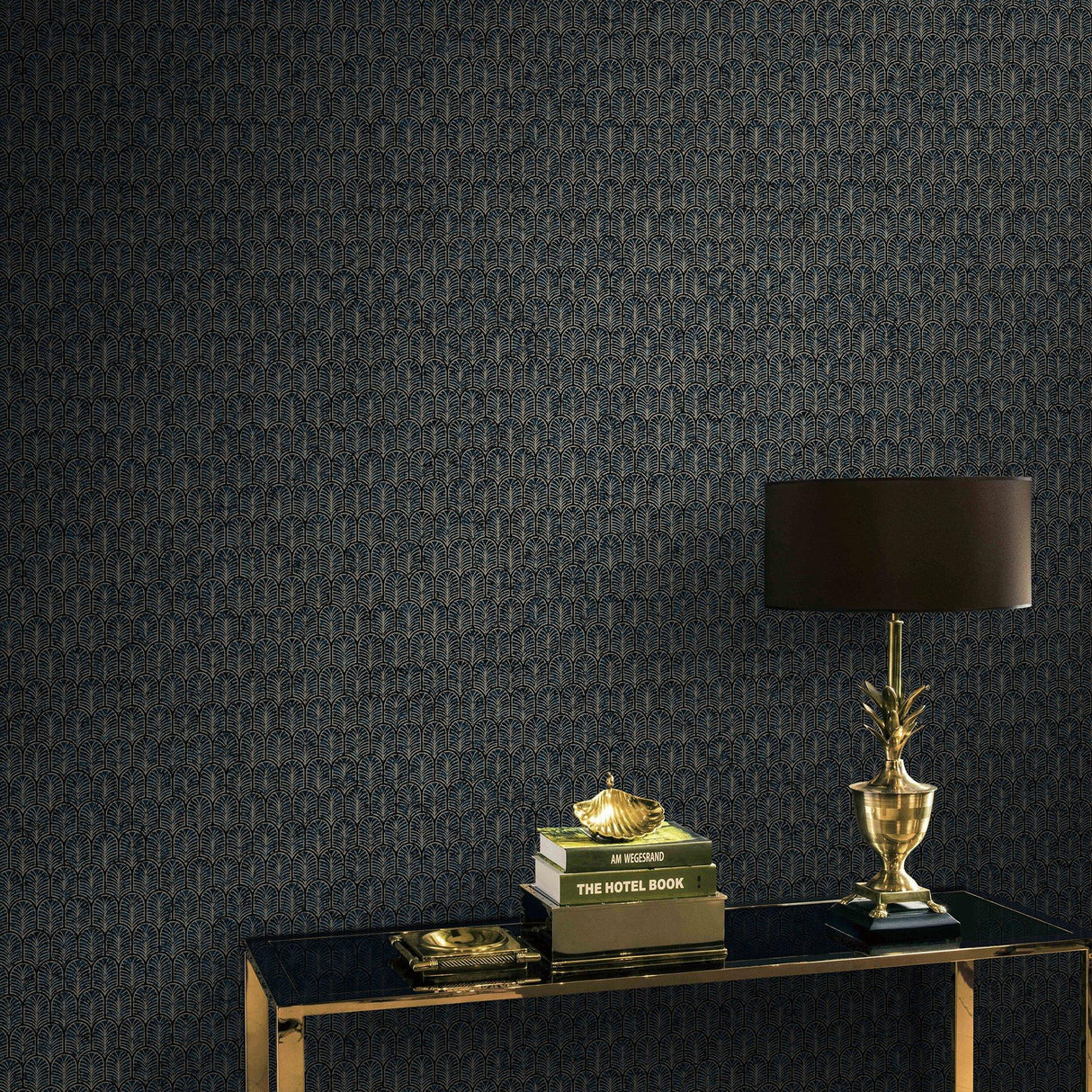 Galerie F-VL6007 Lustre Geo Arch Blue Wallpaper F-VL6007 Blue Wallpaper