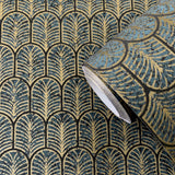 Galerie F-VL6007 Lustre Geo Arch Blue Wallpaper F-VL6007 Blue Wallpaper