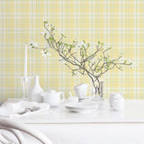 Galerie G12268 Kitchen Recipes Check Plaid Yellow Wallpaper G12268 Yellow Wallpaper