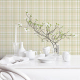 Galerie G12269 Kitchen Recipes Check Plaid Beige Wallpaper G12269 Beige Wallpaper
