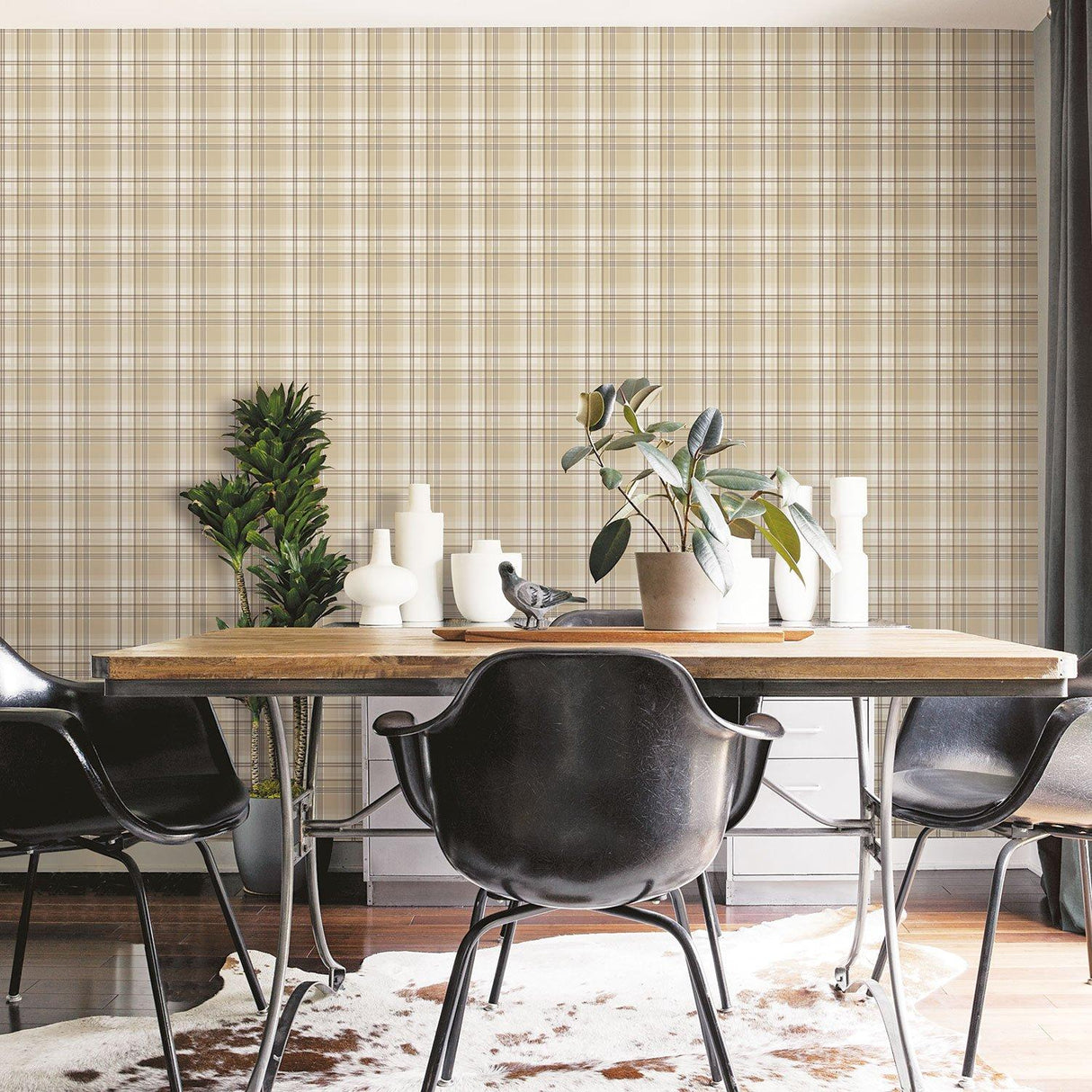 Galerie G12270 Kitchen Recipes Check Plaid Bronze Brown Wallpaper G12270 Bronze Brown Wallpaper
