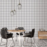 Galerie G12275 Kitchen Recipes Check Plaid Silver Grey Wallpaper G12275 Silver Grey Wallpaper
