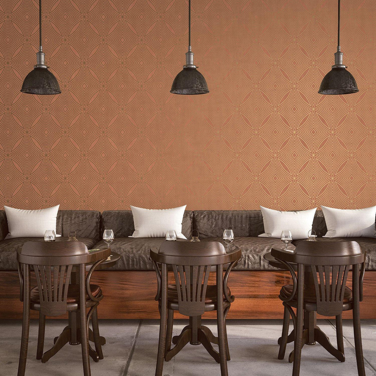Galerie G67724 Special FX Metallic Spiral Orange Wallpaper G67724 Orange Wallpaper