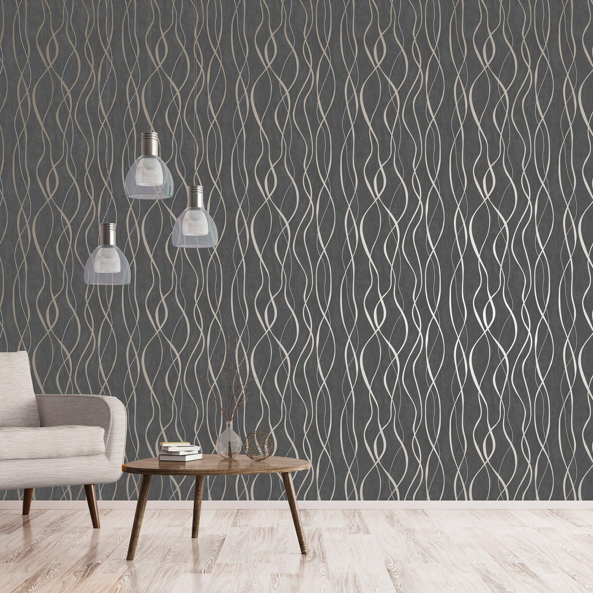 Galerie G67737 Special FX 2 Glitter Ribbons Bronze Brown Wallpaper G67737 Bronze Brown Wallpaper