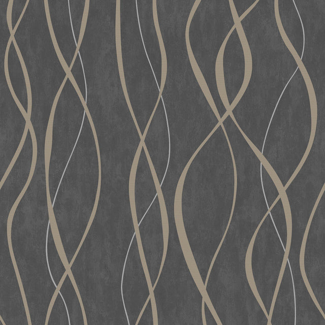 Galerie G67737 Special FX 2 Glitter Ribbons Bronze Brown Wallpaper G67737 Bronze Brown Wallpaper