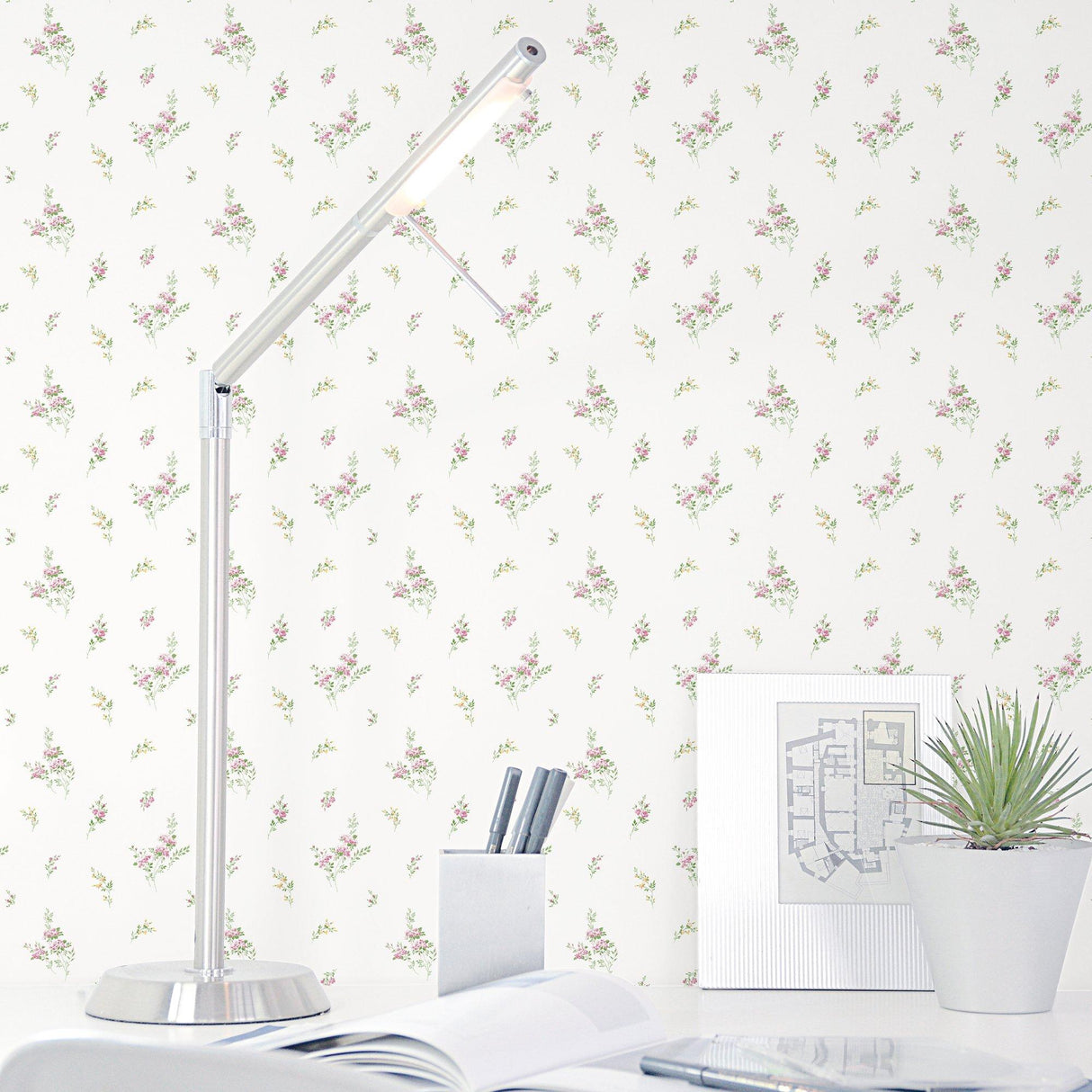 Galerie G67918 Miniatures 2 Small Floral Sprig White Wallpaper G67918 White Wallpaper