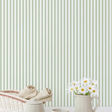Galerie G67928 Miniatures 2 Ticking Stripe Green Wallpaper G67928 Green Wallpaper