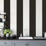 Galerie G68076 Smart Stripes 3 Widest Stripe Black Wallpaper G68076 Black Wallpaper