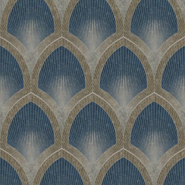 Galerie G68083 Nouveau Scallop Blue Wallpaper