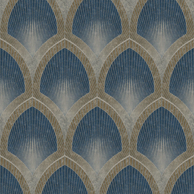 Galerie G68083 Special FX 2 Nouveau Scallop Blue Wallpaper G68083 Blue Wallpaper