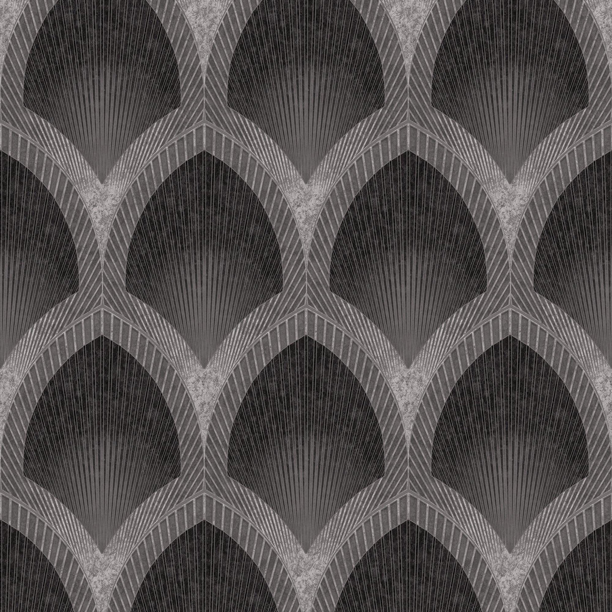 Galerie G68084 Special FX 2 Nouveau Scallop Silver Grey Wallpaper G68084 Silver Grey Wallpaper