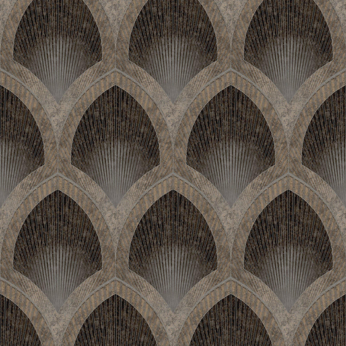 Galerie G68087 Special FX 2 Nouveau Scallop Bronze Brown Wallpaper G68087 Bronze Brown Wallpaper
