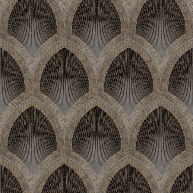 Galerie G68087 Special FX 2 Nouveau Scallop Bronze Brown Wallpaper G68087 Bronze Brown Wallpaper